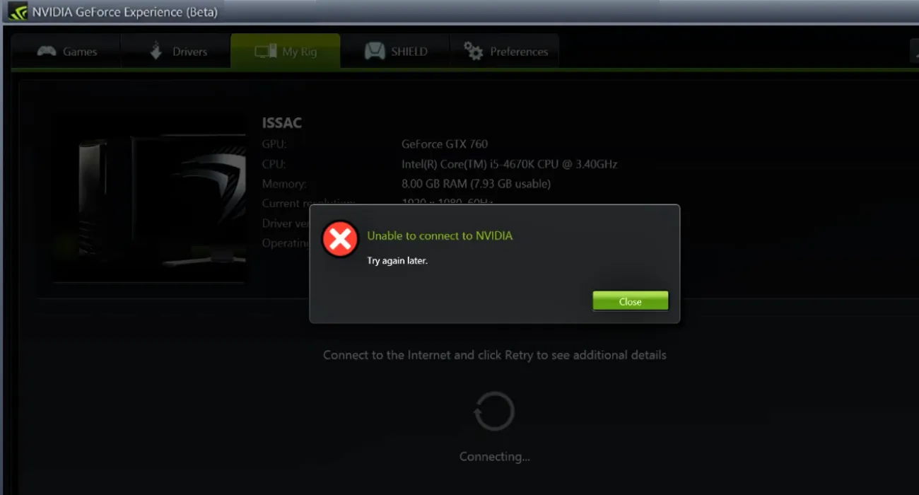 How to Fix Unable to Connect to Nvidia
