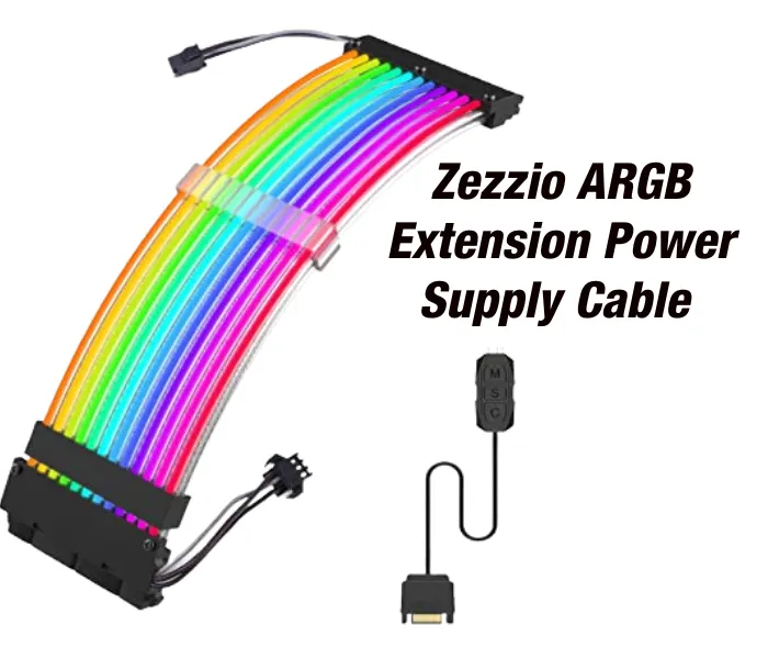 Zezzio ARGB Extension Power Supply Cable 24 Pin ATX