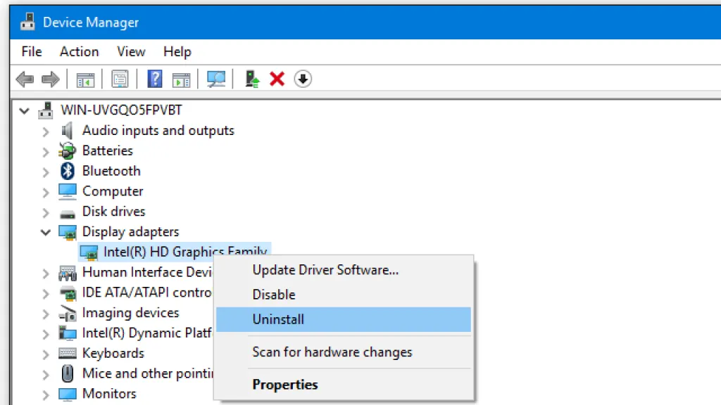 Uninstall and Reinstall the Graphic card Driver